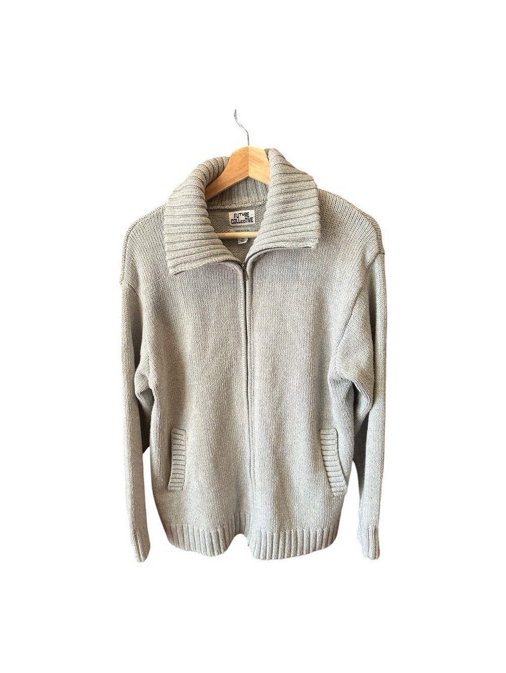 Future Collective Cozy Gray Zip-Up Cardigan Gray Cardigans Size L